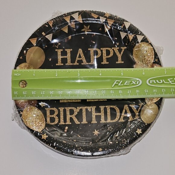 NEW Happy 21th 21st 21 Birthday Party Decor Plates Napkins Forks Lot Black Gold - Picture 6 of 11